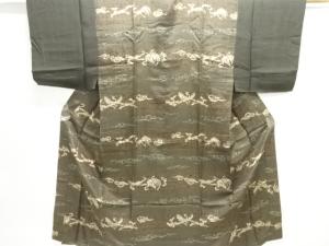 アンティーク　横段に動物模様男物長襦袢